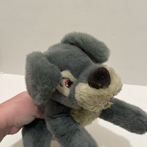 Disney Store Lady & the Tramp Pup Plush 12" Stuffed Animal Gray Dog Sewn Eyes